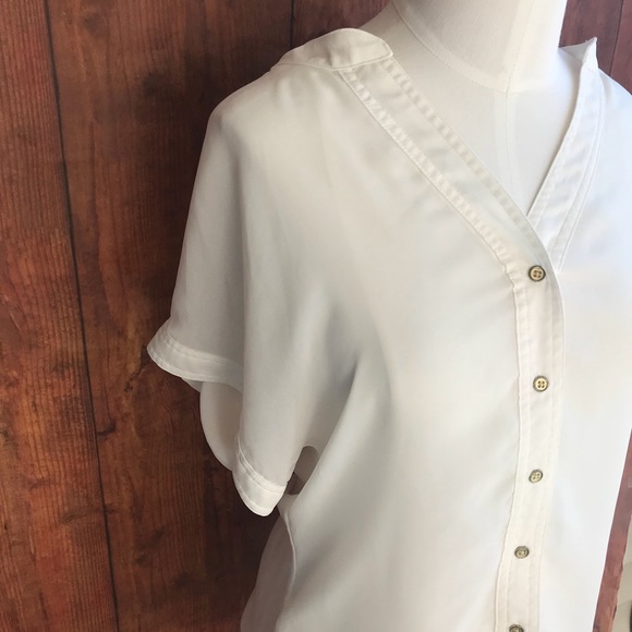 Banana Republic Ivory Sheer Short Sleeve Blouse - Picture 4 of 8